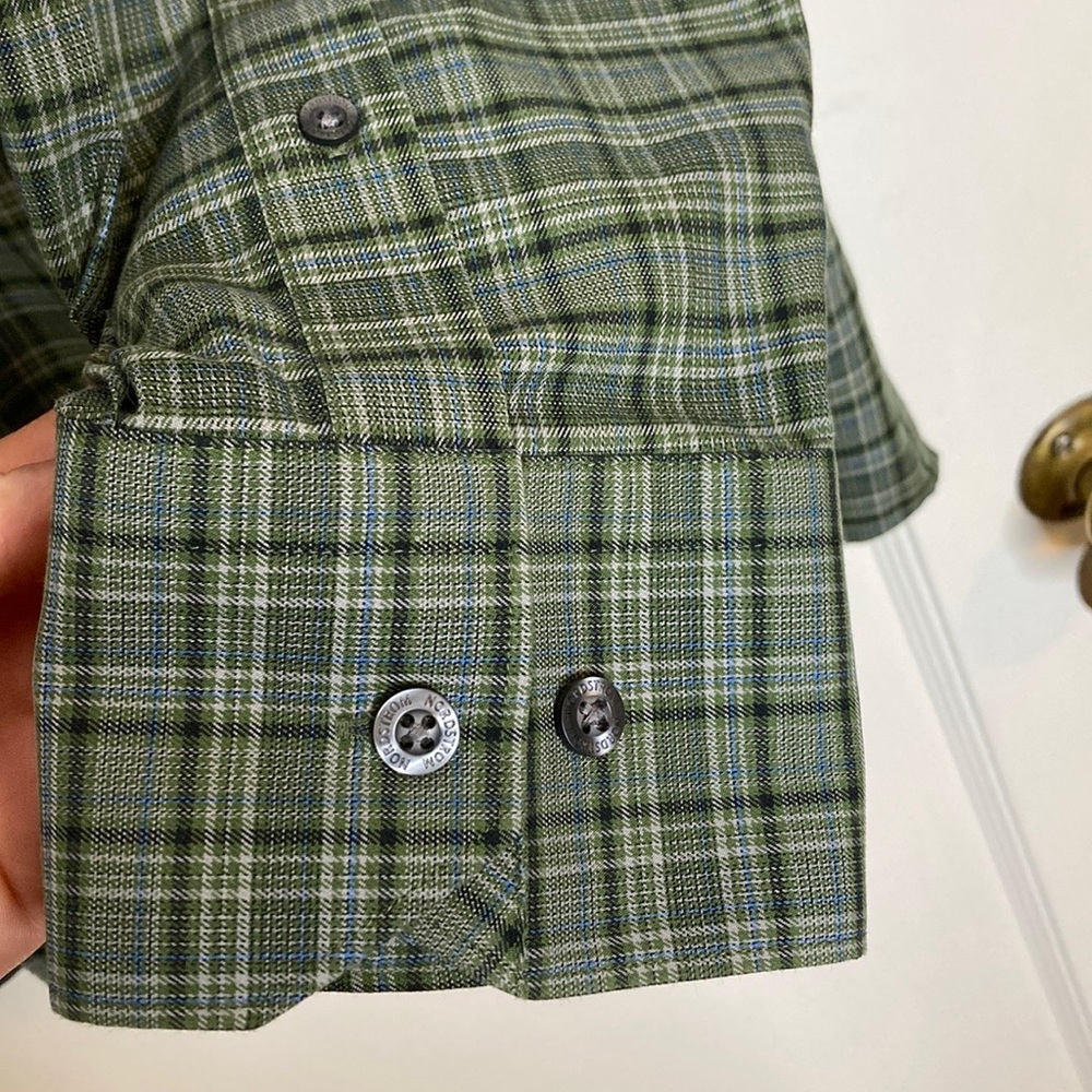 Nordstrom Mens Formal Button Down Plaid Green Dress Shirt - Picture 11 of 14